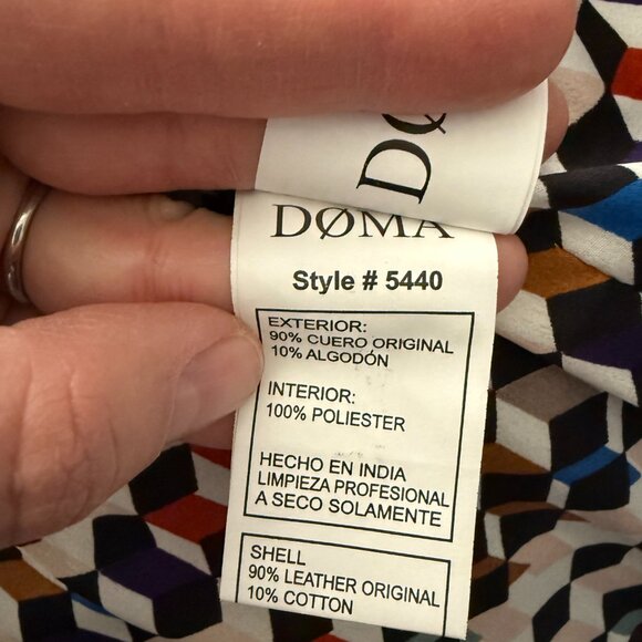 Dark Blue Doma Mixed Media Leather Jacket - Biker Style with removable hood - Picture 10 of 12